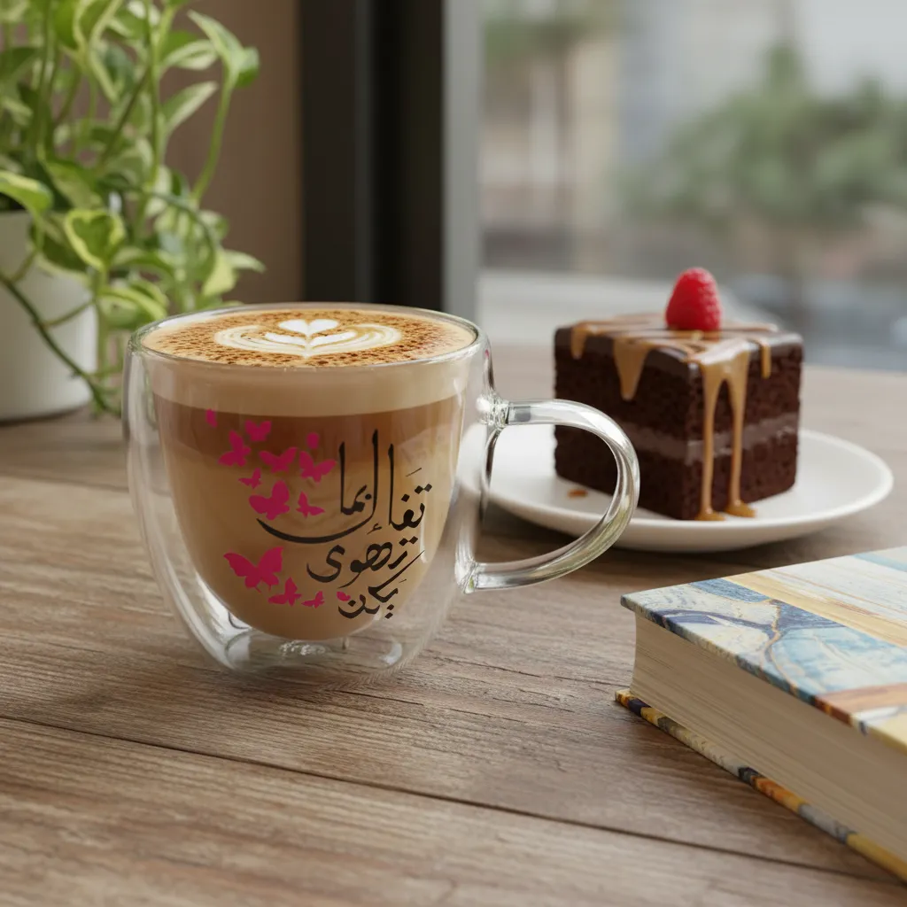 كوب زجاج طبقتين مصمم