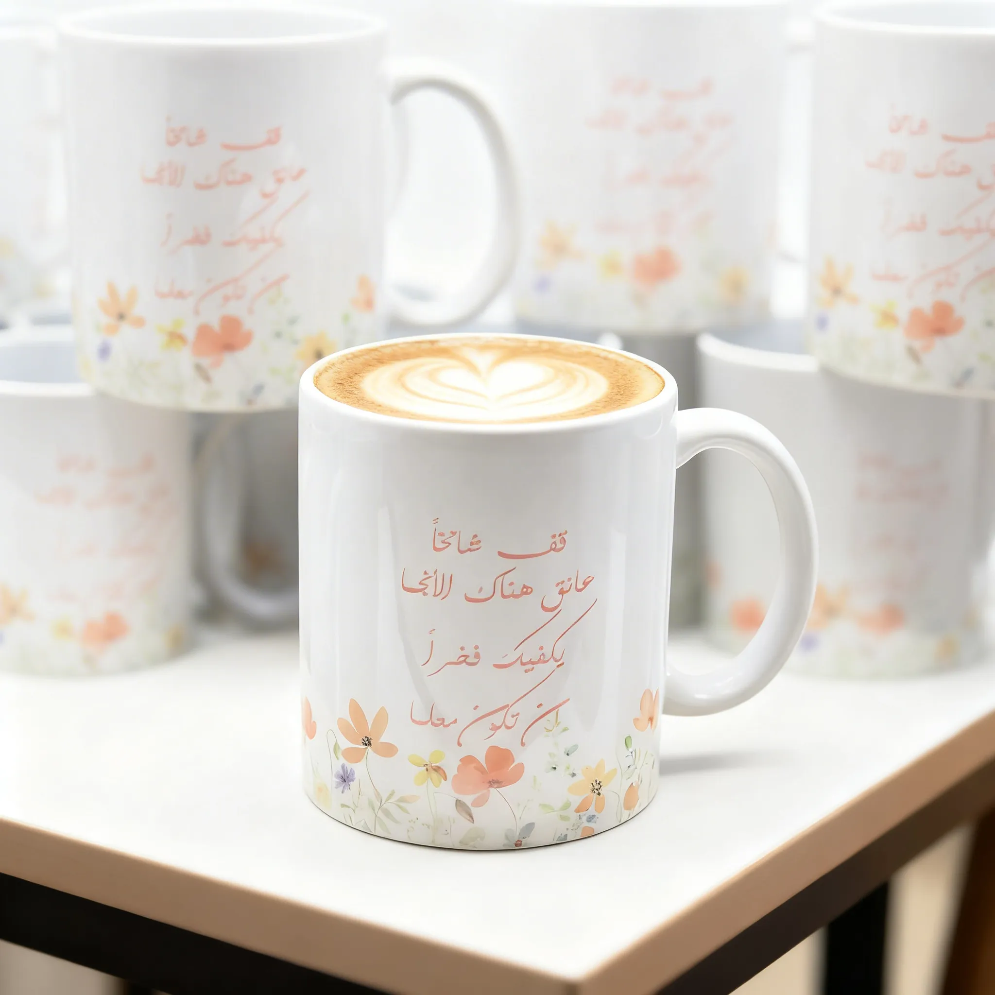 كوب زجاج ابيض مصمم طباعة ملونة Image