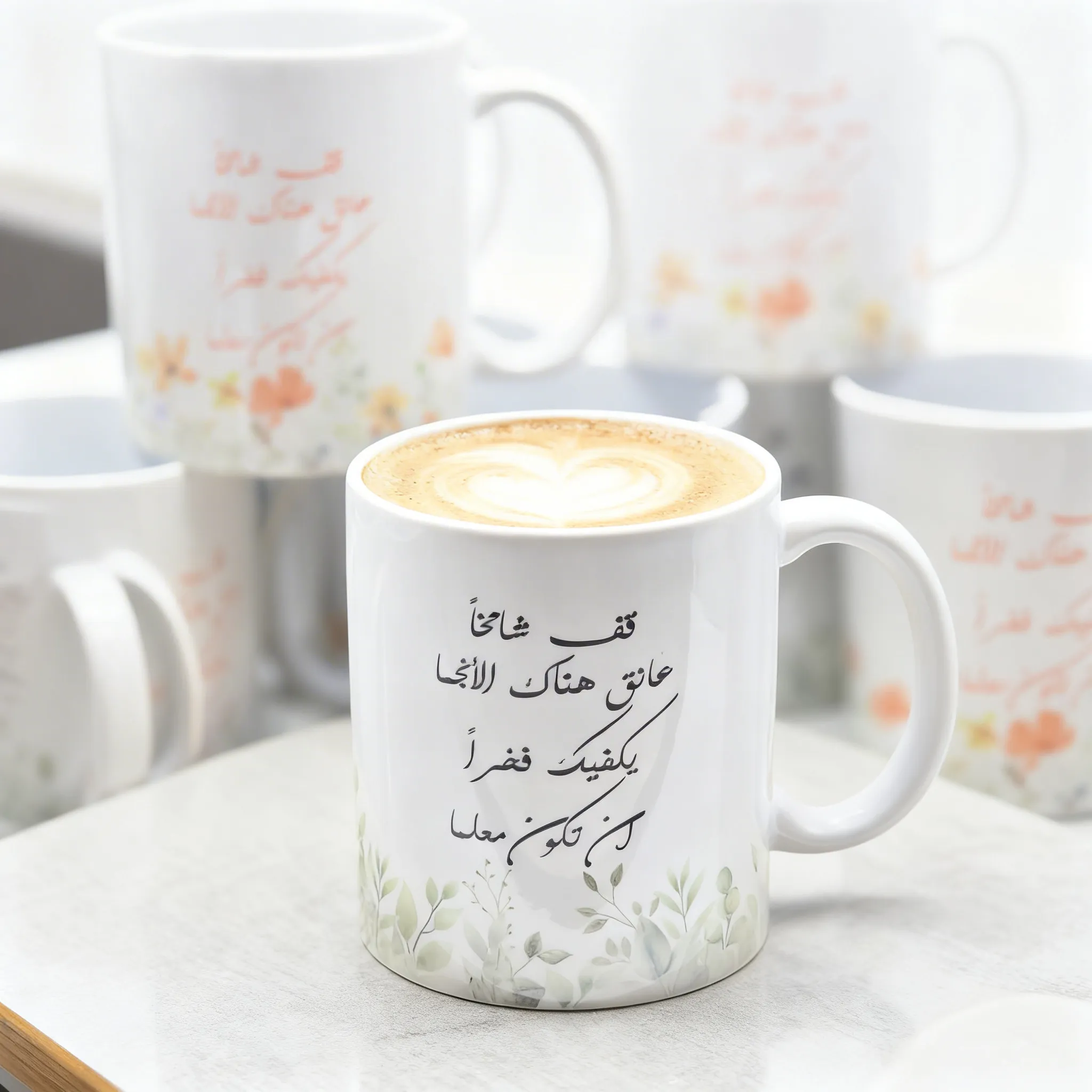 كوب زجاج ابيض طباعة ملونة