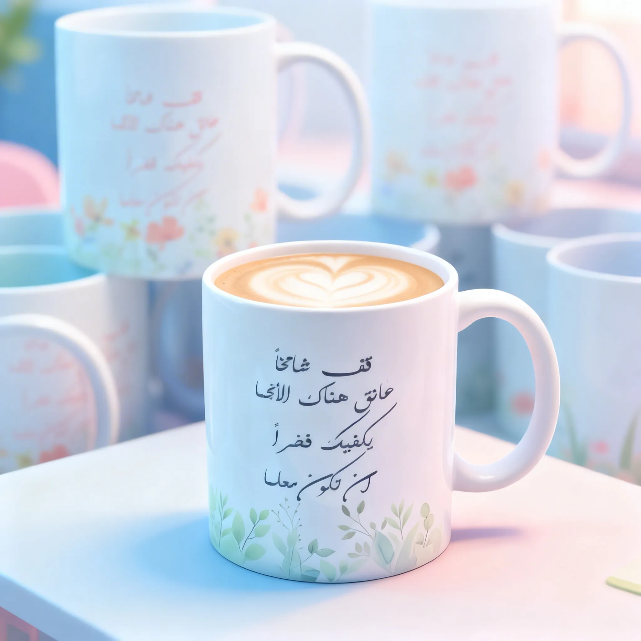 كوب زجاج ابيض طباعة ملونة Image